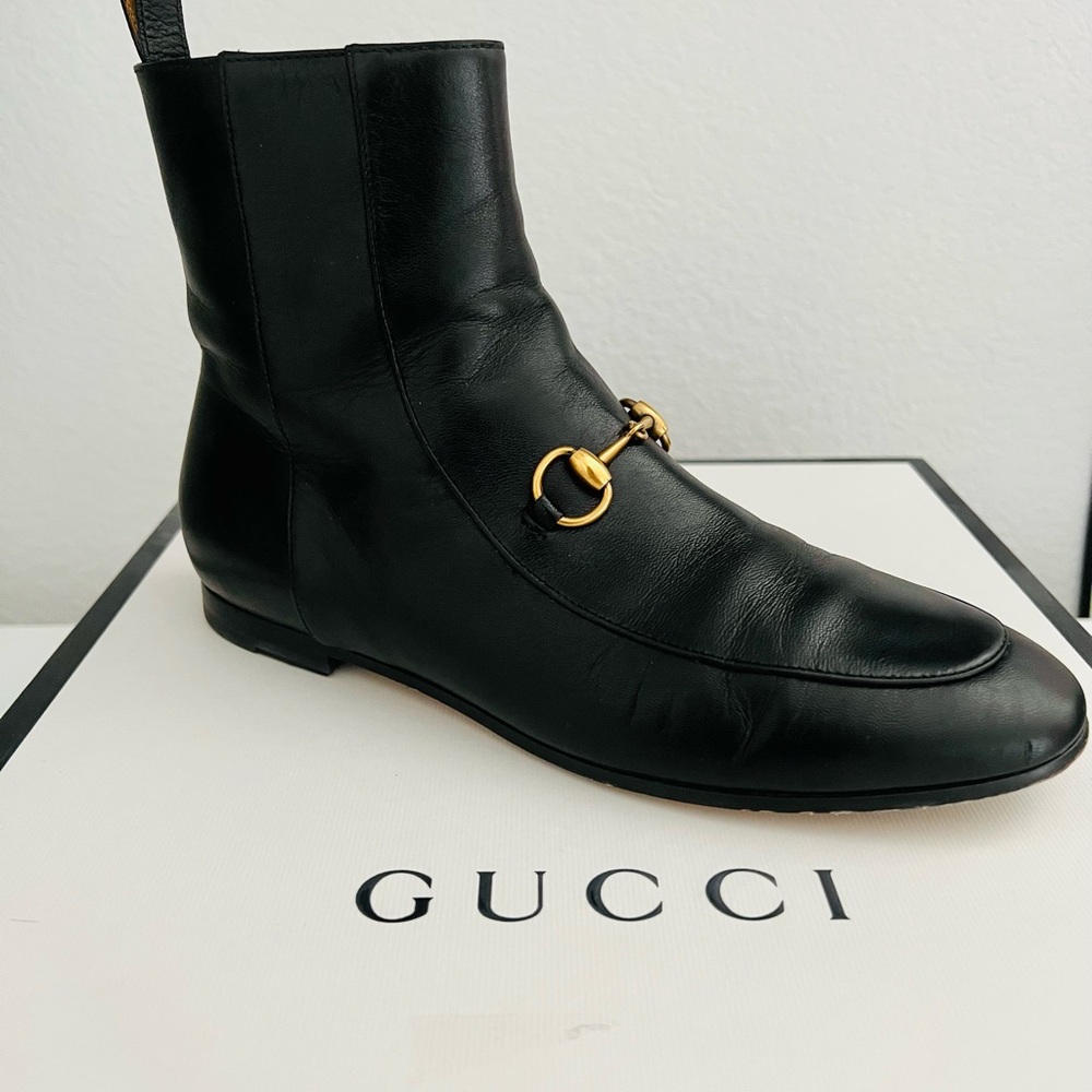 Gucci Malaga Kid winter Bootie with gold, Black in size 36.5
